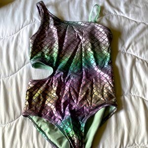 Girls Mermaid One Piece Bathing Suit UPF 50
